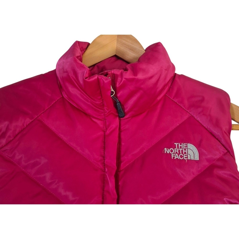 The North Face 550 Down Vest Womens Medium Pink Chevron Quilted Full Zip Puffer - Picture 9 of 9